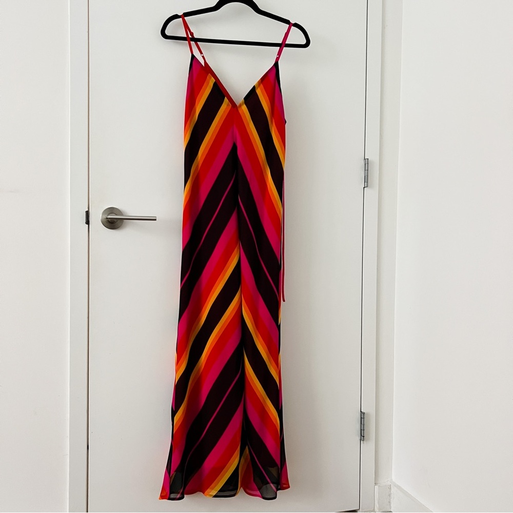 Christopher John Rogers x Target Red Orange Yellow Chevron Slip Dress in Size 10